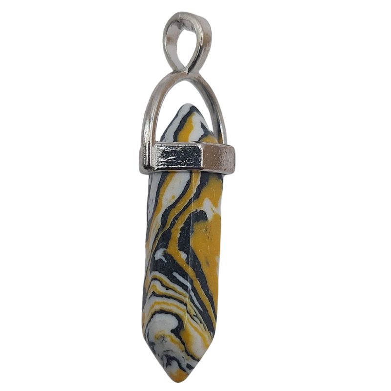 Pendentif en Forme de Pointe en Malachite Blanche – Qualité A