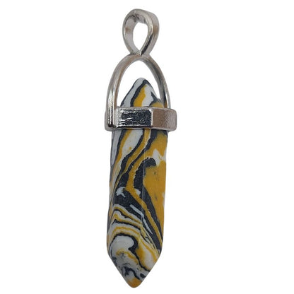 Pendentif en Forme de Pointe en Malachite Blanche – Qualité A
