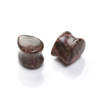 Boucles d'oreilles Plug Incurvé en Rhodonite Naturelle – Extenseur d’Oreilles