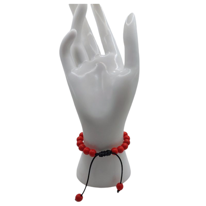 Shamballa Howlite Rouge Mixte - Bracelet Simple Rang Ajustable - Litho Natura