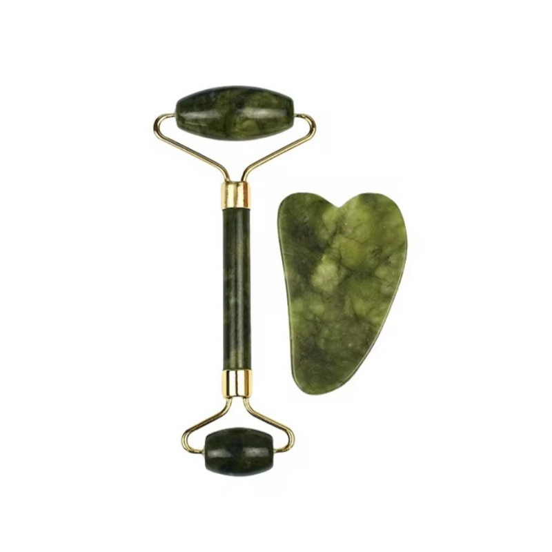 Jade Roller Gua Sha - Kit de Massage Visage en Pierre Naturelle